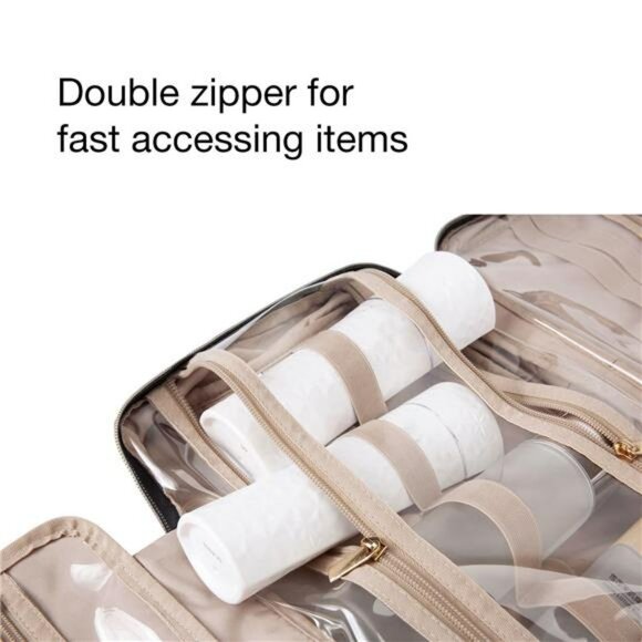 Black Travel Toiletry Bag Hanging Waterproof Makeup Organizer for Accessories - Picture 3 of 7